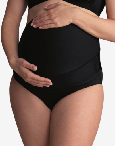 ANITA BabyBelt buikband zwart sluit soepel aan rond de zwangere buik