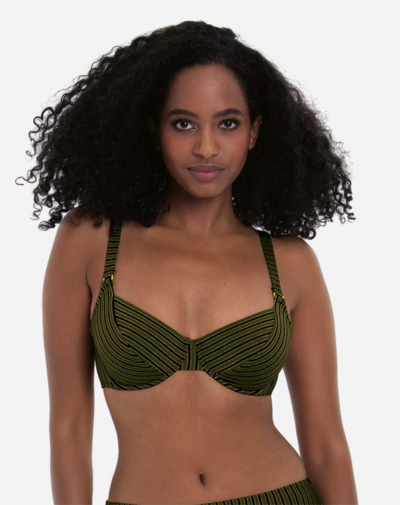 Holiday Stripes bikini top verstelbaar in gestreepte groene print