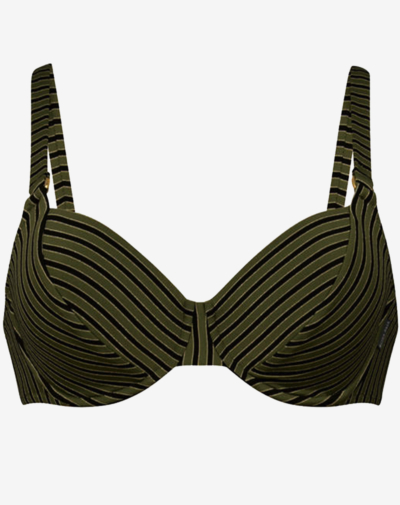 Holiday Stripes bikini top verstelbaar in gestreepte groene print