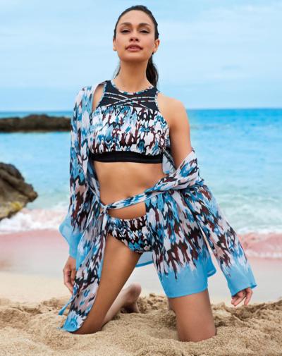 SUNFLAIR Overslag blouse met mouwen 'Blauw'