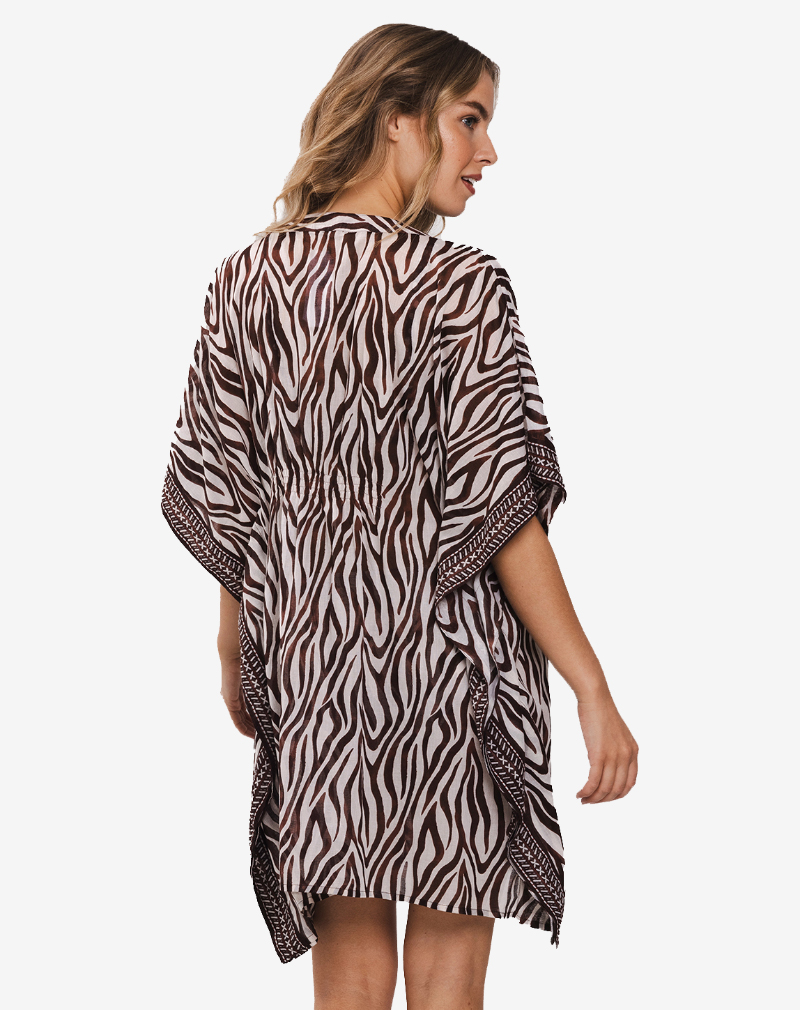 PASTUNETTE kaftan strandjurkje 'Donker bruin' (Safari serie)