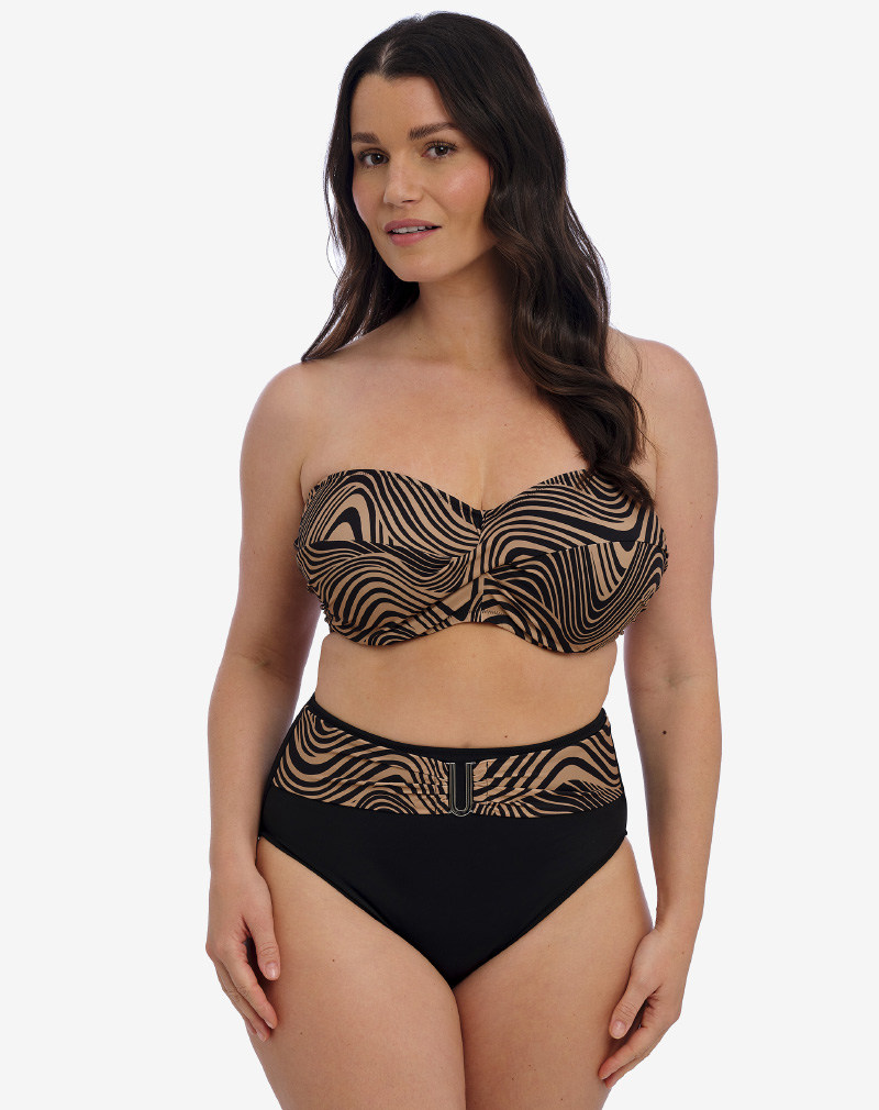 FANTASIE Pemba island high-waist bikinibroekje 'Zwart & taupe' (Mocha)