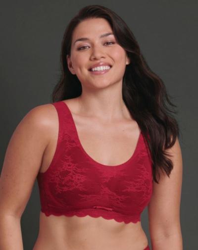 ANITA Essentials lace bralette zonder beugel, uitneembare voorgevormde cups in warm rood.