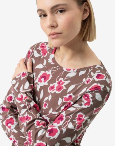 MEY Eternal roses nachthemd Chestnut met ronde hals