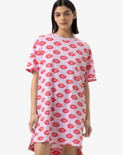 MEY Juicy Kiss nachthemd soft pink met korte mouwen
