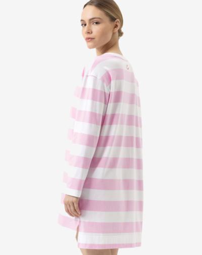 MEY Streaked Lines nachthemd soft pink van zachte interlockstof