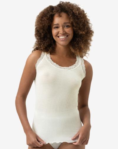 MEY Wool expressive hemdje Oat milk temperatuurregulerend
