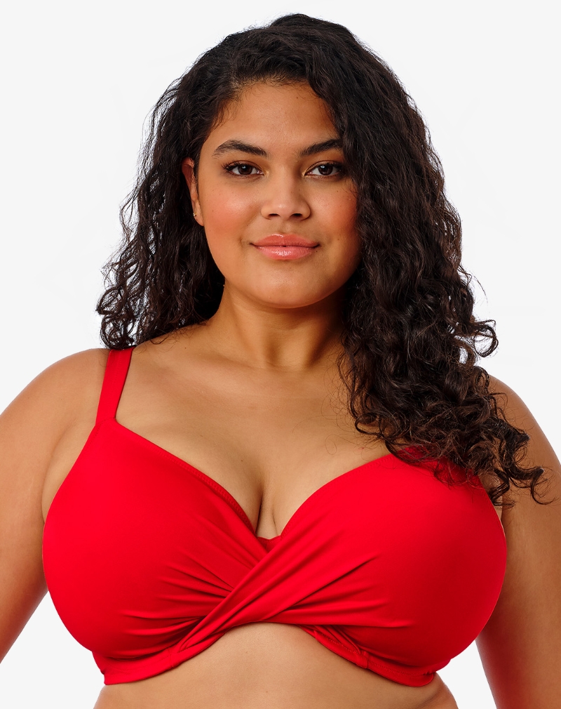 ELOMI Plain Sailing UW plunge bikini Lava rood met beugel en stevige ondersteuning
