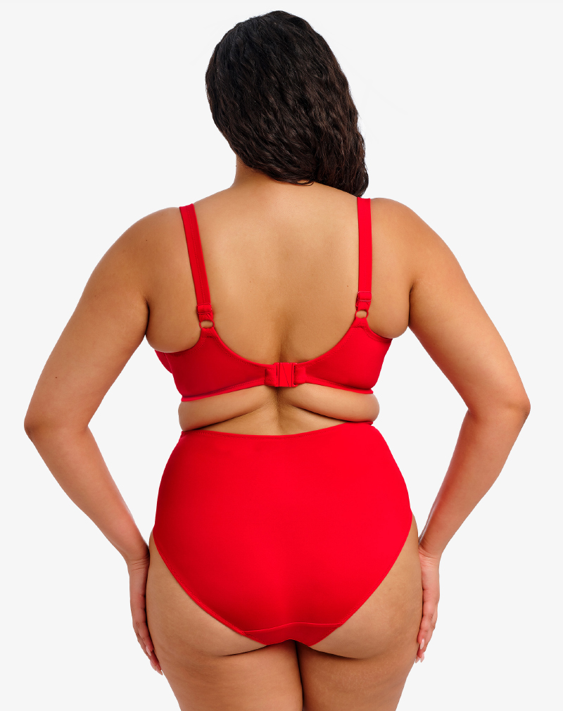 ELOMI Plain Sailing UW plunge bikini Lava rood met brede schouderbanden