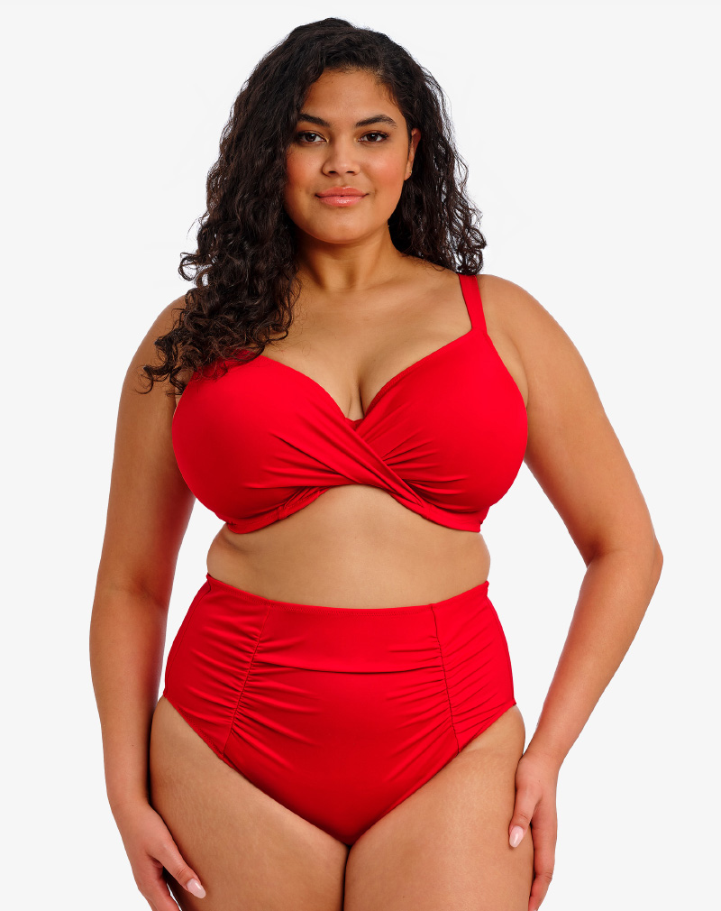 ELOMI Plain Sailing bikini Lava rood met verstelbare schouderbanden