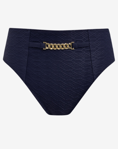 FANTASIE Azores hoog bikinibroekje Midnight blauw met gouden chain detail