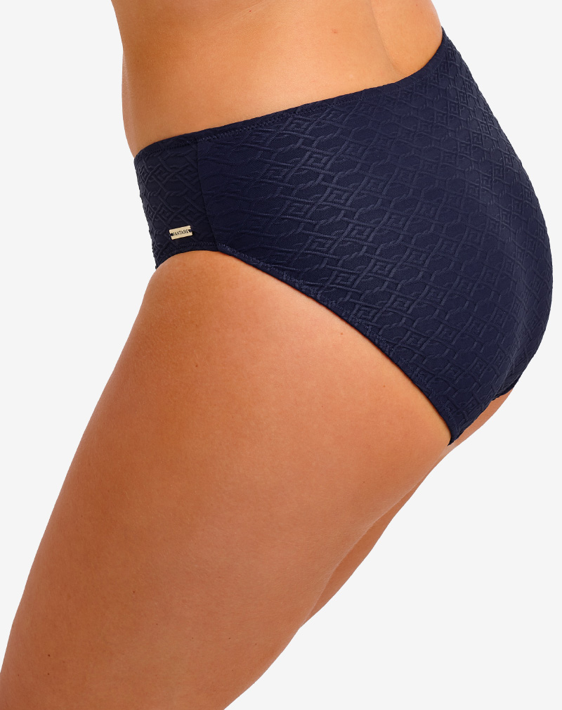 FANTASIE Azores mid rise bikinibroekje Midnight blauw met luxe structuur