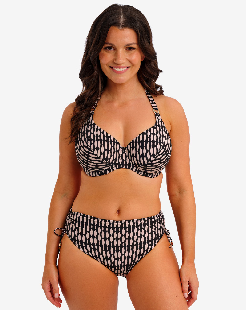 Fantasie Shell Bay bikinibroekje hoge taille grafische print zwart