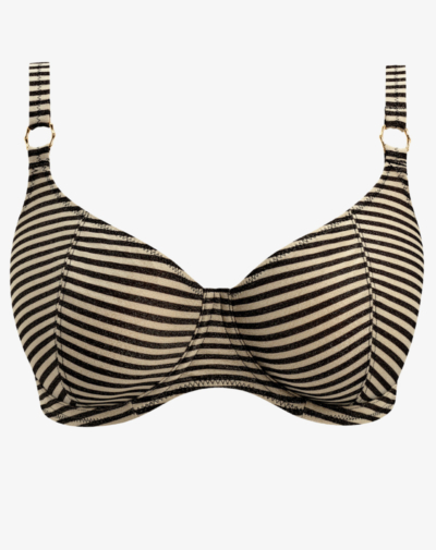 Freya Arizona Wave bikinitop Boardwalk zwart wit met goudkleurige ringdetails voor luxe uitstraling