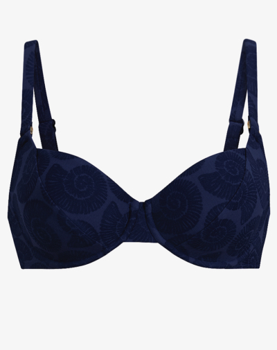 ROSA FAIA Rubina bikini top donkerblauwe schelpmotief print Seashell