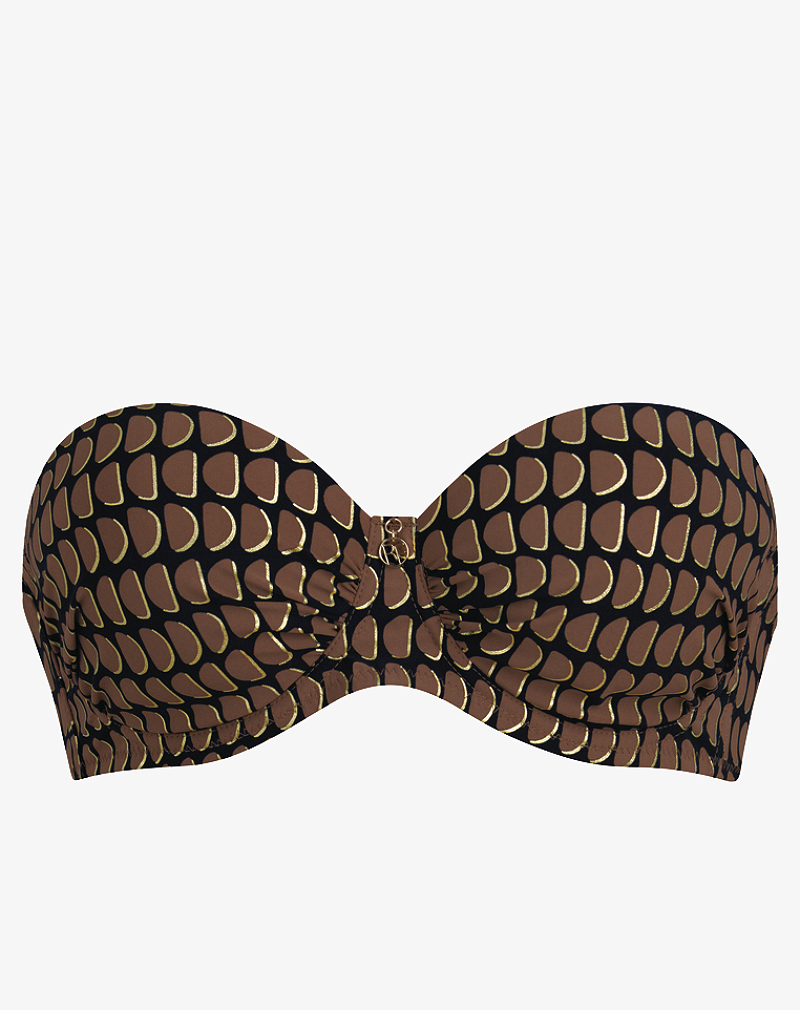 ROSA FAIA Cosima bandeau bikini top met beugel luxe bruine print Java beach