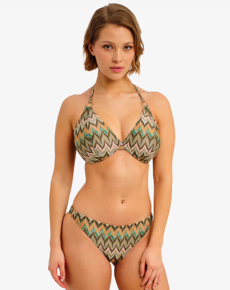 FREYA Arizona wave halter bikini Vista luxe badmode met glanzende zigzag print