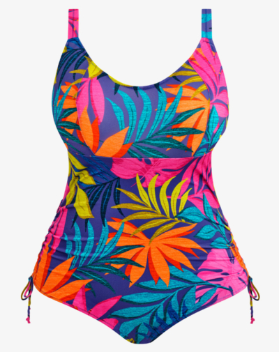 ELOMI Porto Rafti badpak Indigo blauw zonder beugel met bloemenprint biedt comfort en natuurlijke ondersteuning