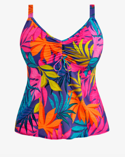 ELOMI Porto Rafti tankini Indigo blauw zonder beugel met voorgevormde cups en bloemenprint