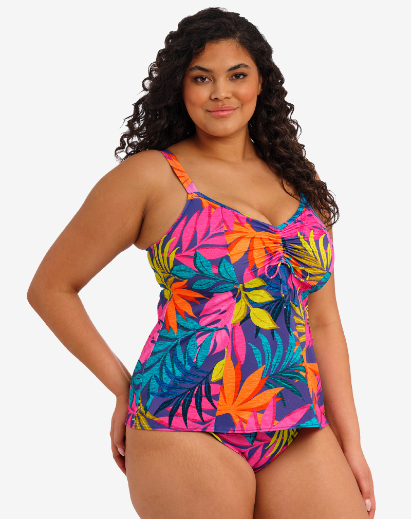 ELOMI Porto Rafti tankini Indigo blauw met kleurrijke bloemenprint en vrouwelijke uitstraling