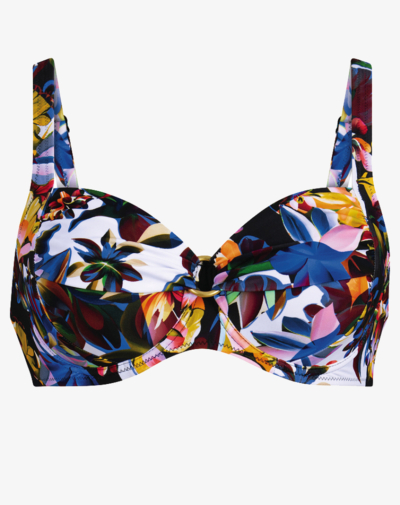 ANITA Elna bikinitop Tropical Opulence kleurrijke print met zwarte basis en comfortabele pasvorm