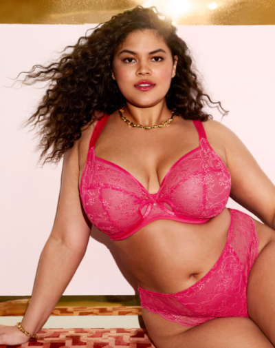 ELOMI Darcie beugelbh Azalea roze met kant en plunge vorm voor een elegante look en stevige steun
