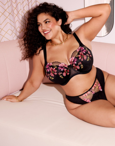 ELOMI Teagan plunge bh Rainbow voorgevormd met beugel en bloemenprint voor sterke ondersteuning grote cupmaat